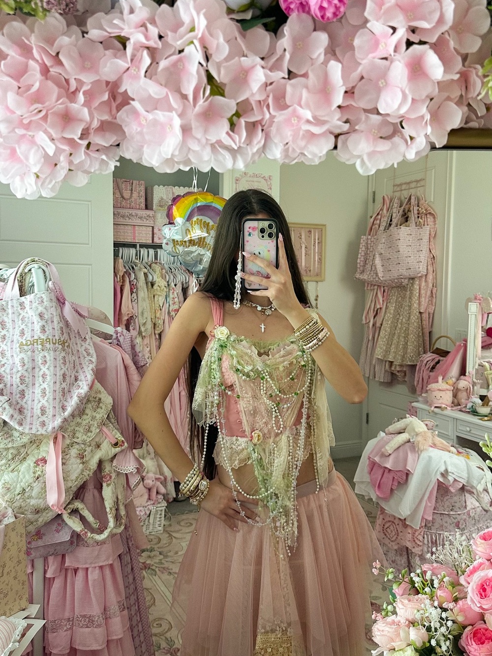 Fairy core embellished Pink & Green Maxi set